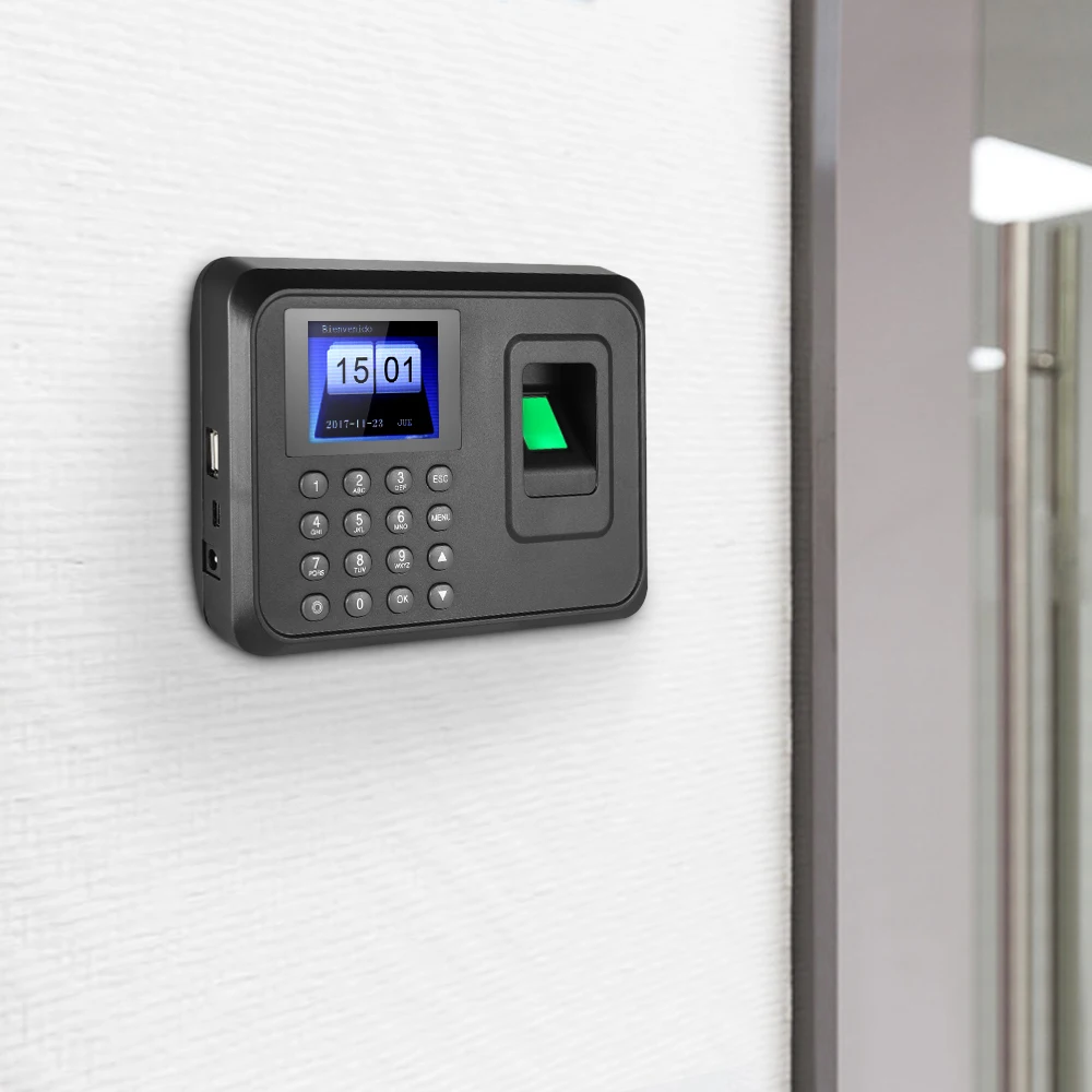 

LCD Display USB Biometric Fingerprint Attendance Machine Time Clock Recorder Employee Checking-in Reader DC 5V/1A 2.4" TFT