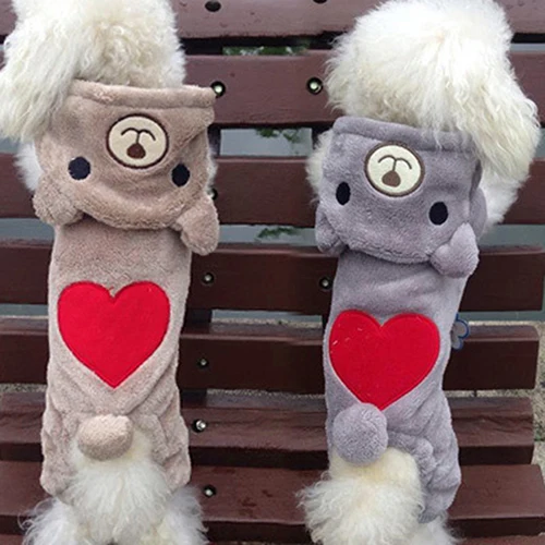 

Hot! Pet Puppy Dog Cat Red Love Heart Bear Hoodie Winter Warm Clothes Jumpsuit Coat