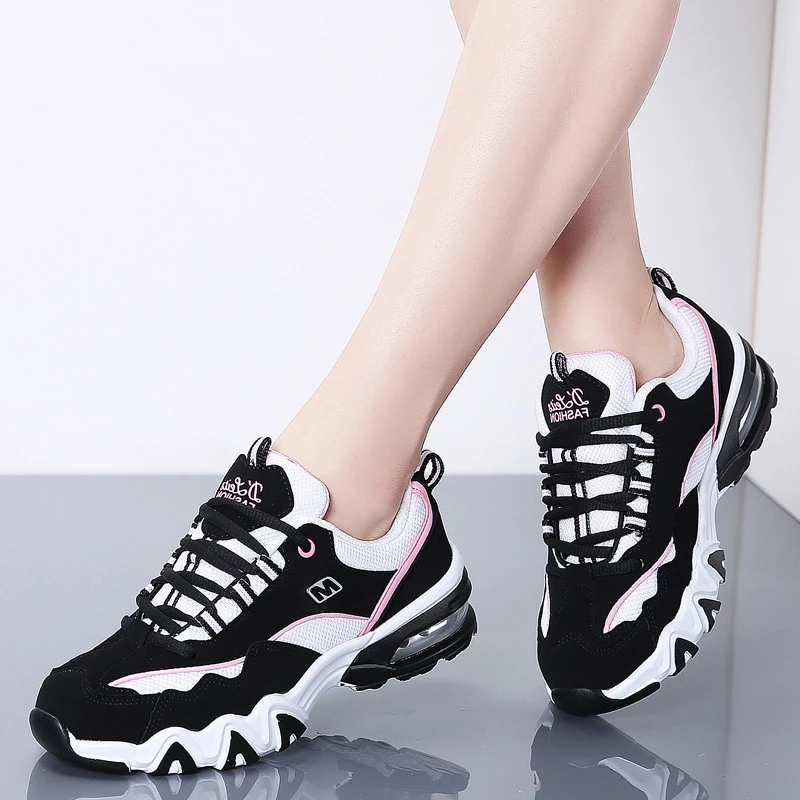 

MIUBU New 2019 Fashion Sneakers Women Breathable Mesh Casual Shoes Woman Lace-up Basket Femme Trainers Ladies Chunky Sneakers
