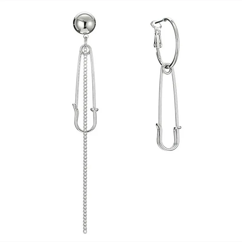 Timlee E178 Free Shipping Personality Retro Geometry Tassels Pin Chain  Asymmetric Alloy Drop Earrings Fashion Jewelry Wholesale