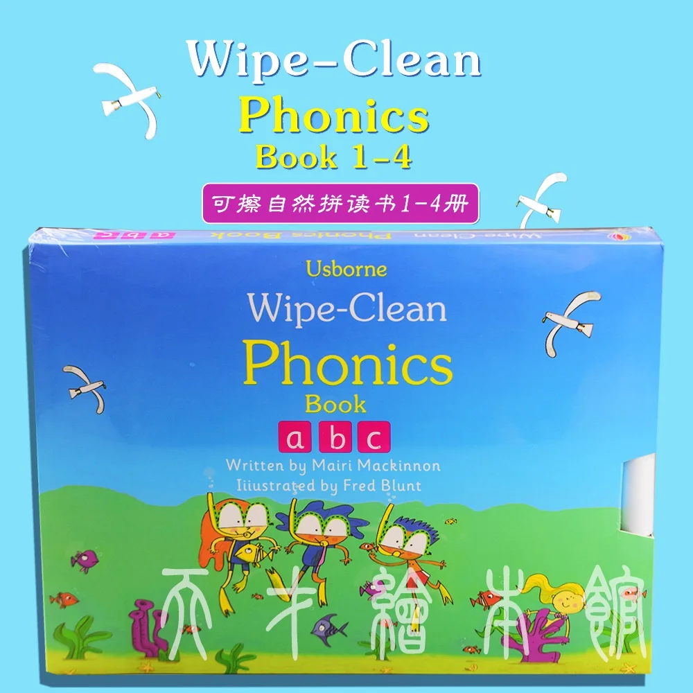 4 Books/set Wipe Clean Phonics Book 14 Natural Spelling Erasable Book Children Kids English
