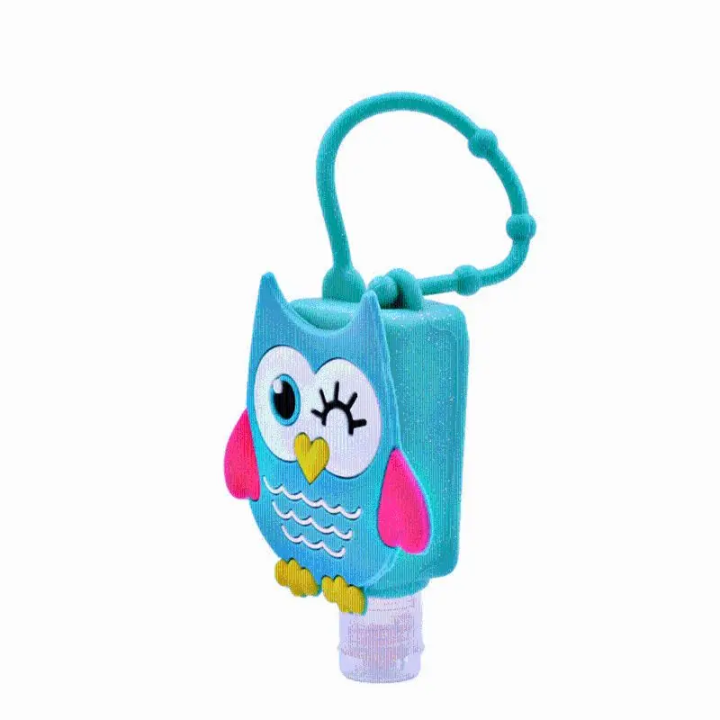 30ML Embossed Cute Colored Cartoon Owl Shape Silicone Mini Hand Sanitizer Disposable No Clean Detachable Cover 4