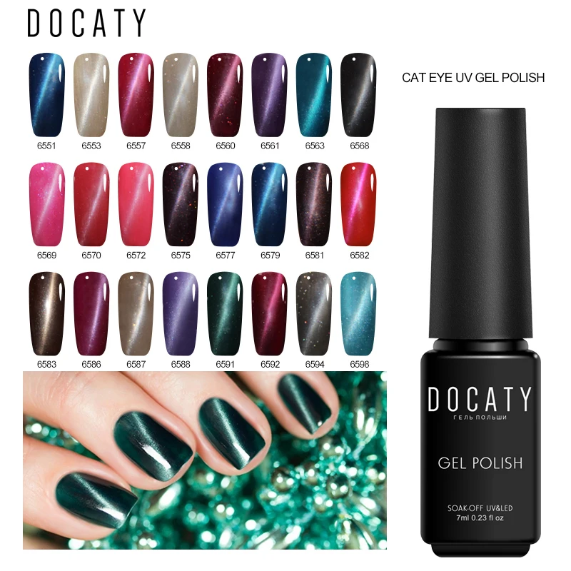 

Docaty Cat Eye Series UV Nail Polish Long Lasting Glitter Semi Permanant UV Gel Lacquer Nail Art Gel Soak Off Nail Gel Polish