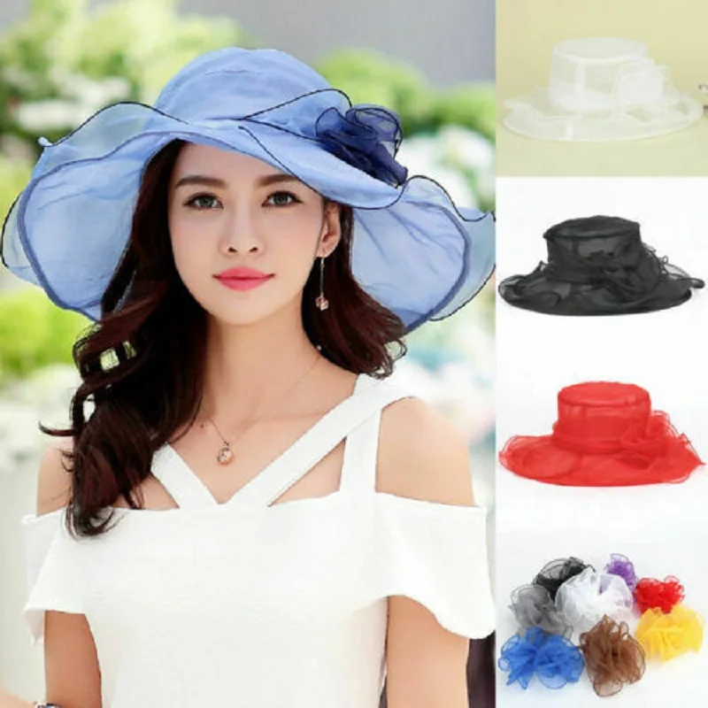 

Hot Sale Women Ladies Fashion Casual Elegant Sun Hat Foldable Solid Beach Sun Hat