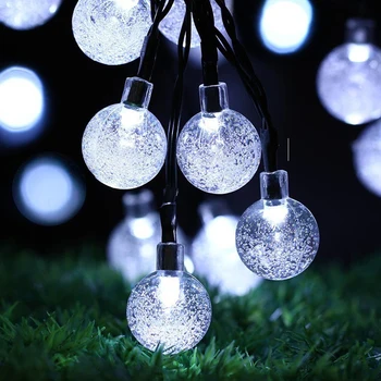 

Solar Outdoor String Lights 20ft 30 LED Warm White Crystal Ball Solar Powered Globe Fairy Lights for Outdoor Garden Decor