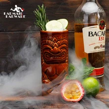 390ml Hawaii Tiki Mugs Cocktail Cup Beer Beverage Mug Wine Mug Ceramic Easter Islander Tiki Mug enchanted tiki room