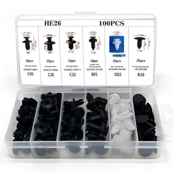 

100PCS Plastic Rivet Bike Fairing Trim Panel Fasteners Clips Fit For 6mm Hole Dia Fastener Panel Car Styling For Honda Toyota