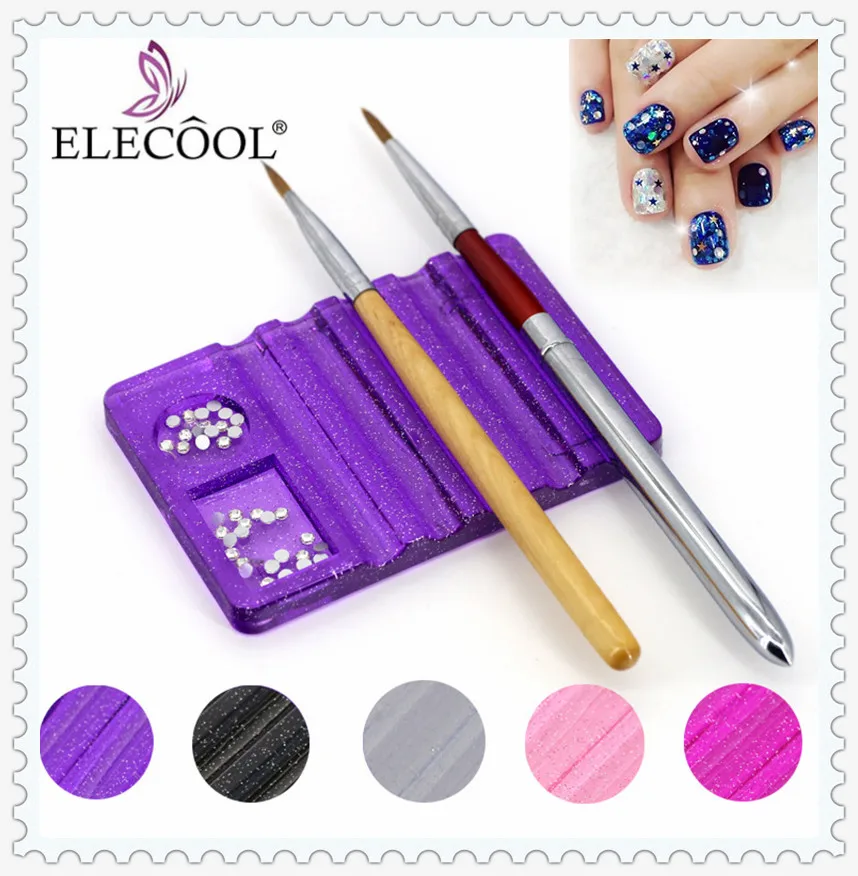 

ELECOOL 5 Colors Portable and Manicure Plastic Nail Art Brush Dotting Pens Bag Travel Necessity Beauty Case bag Storage Kit
