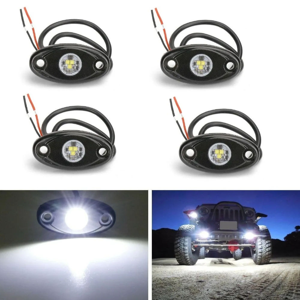 

Fuleem 4PCS 9W Waterproof LED Rock Light Kit Decorative lights for ATV SUV Offroad Car Truck Boat Underbody
