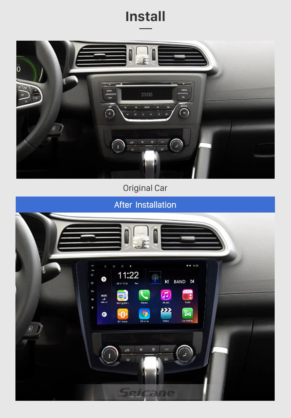 Excellent Seicane Android 8.1 GPS Navigation Stereo for 2016 2017 Renault Kadjar 9" Car Auto radio Support TV Tuner Steering Wheel Control 1