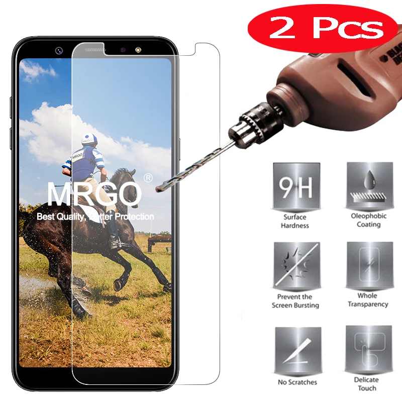 

2Pcs Glass for Samsung Galaxy A6 Plus 2018 Glass Screen Protector Protective Safety Tempered Glass for Samsung A6 2018 Plus