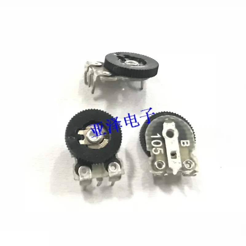 

5pcs Dial adjustable potentiometer 10*2MM dial wheel rotary potentiometer B1M single belt pulley volume potentiometer B105