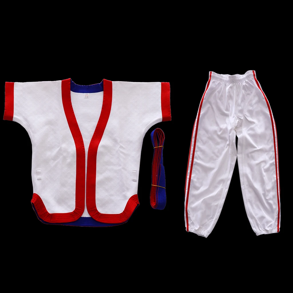 Chinese Wrestling Uniform Cotton Suit Top Clothes Pants Costume Sportswear for Taichi Judo Jitsu Taekwondo Competition Training