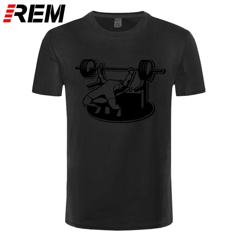 REM новые Брендовые мужские футболки летние хлопковые футболки с коротким рукавом Бодибилдинг скамья пресс штанга футболка размера плюс