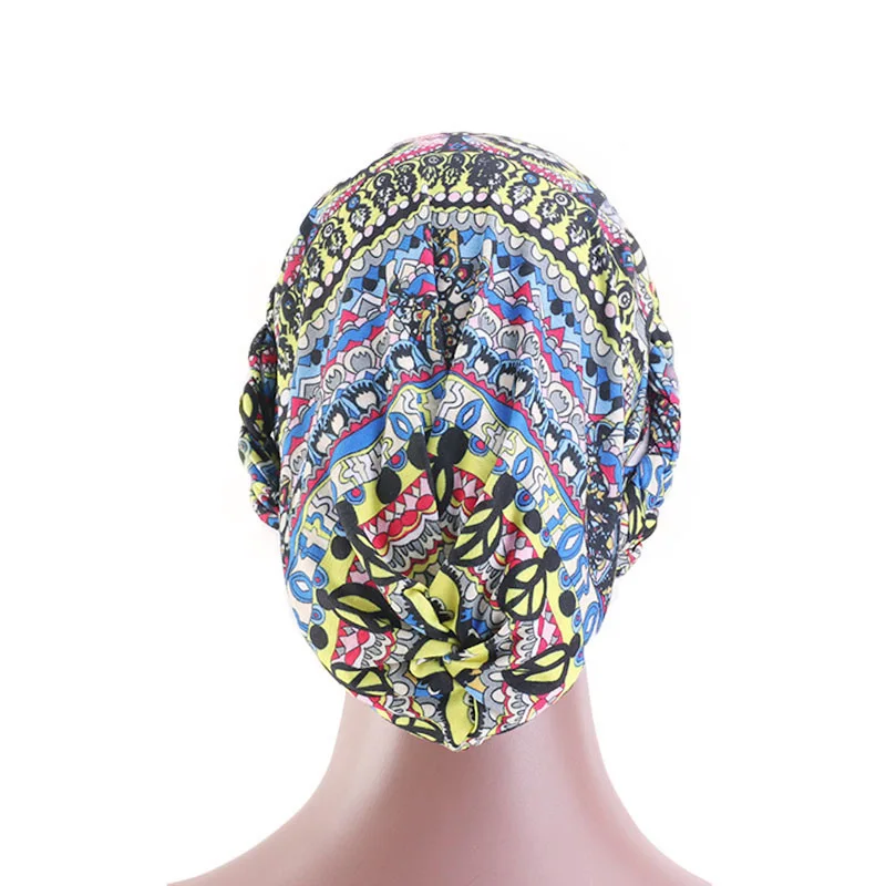 New Ethnic Style Twist Braid Turban Cap Bohemian Print Muslim Hat Women Bandanas Headwear Hair Accessories Headscarf Hijab