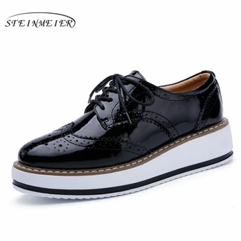 

New women wings vintage Oxford Lace Up red beige white black Metallic Striped platform Vintage oxford flat women's shoes 2020