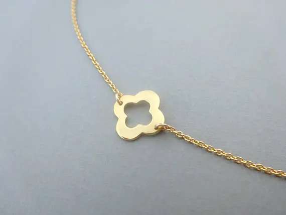 Outline Open Four Leaf Clover Bracelet Lucky 4 leaf Clover Bracelet Simple Grass Flower Plant Shamrock Bracelets Birthday Gifts