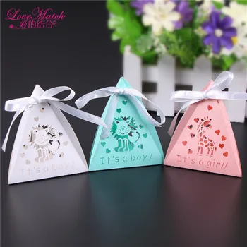 

50pcs Lovely Tiger And Giraffe Laser Cut Peral Paper Candy Box Baby Shower Souvenir Gift Box Kids Party Favors Party Decoration