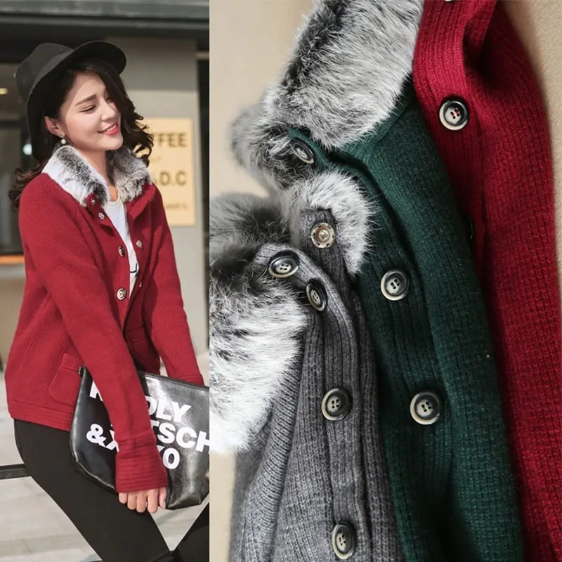 Femmes dark Manteau 100Pur Manches Cachemire D'hiver Gray Fourrure Automne Hiver À De Poches Hauts Green Plein Tricoter Date Col wOXiZTluPk
