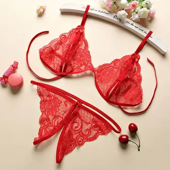 

2pc/set Lace Women Sexy Lingerie Exotic Accessories Bra Set Translucent Bandage Intimates Ladies Underwear Set