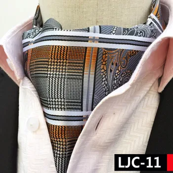 

2017 Designer's Men Top Quality Decorated Ascots Paisley with Plaids Classic Acot for Banquet Wedding