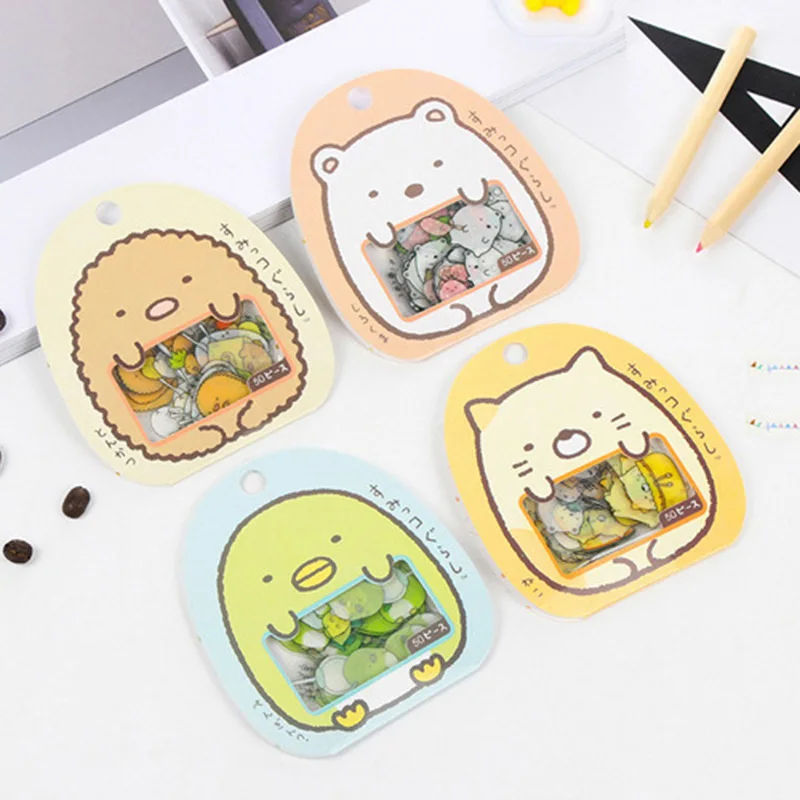 

50pcs/1set Stationery Scrapbooking Stickers Corner Creature Decoration Lable Kawaii Paper Gift Sealing Paste Sticky Note