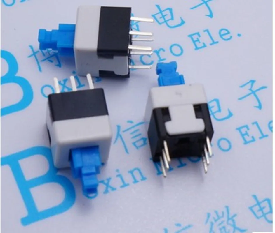 

10PCS/Lot 8X8mm 8*8mm 6Pin Push Tactile Power Micro Switch Self lock On/Off button Latching switch Wholesale