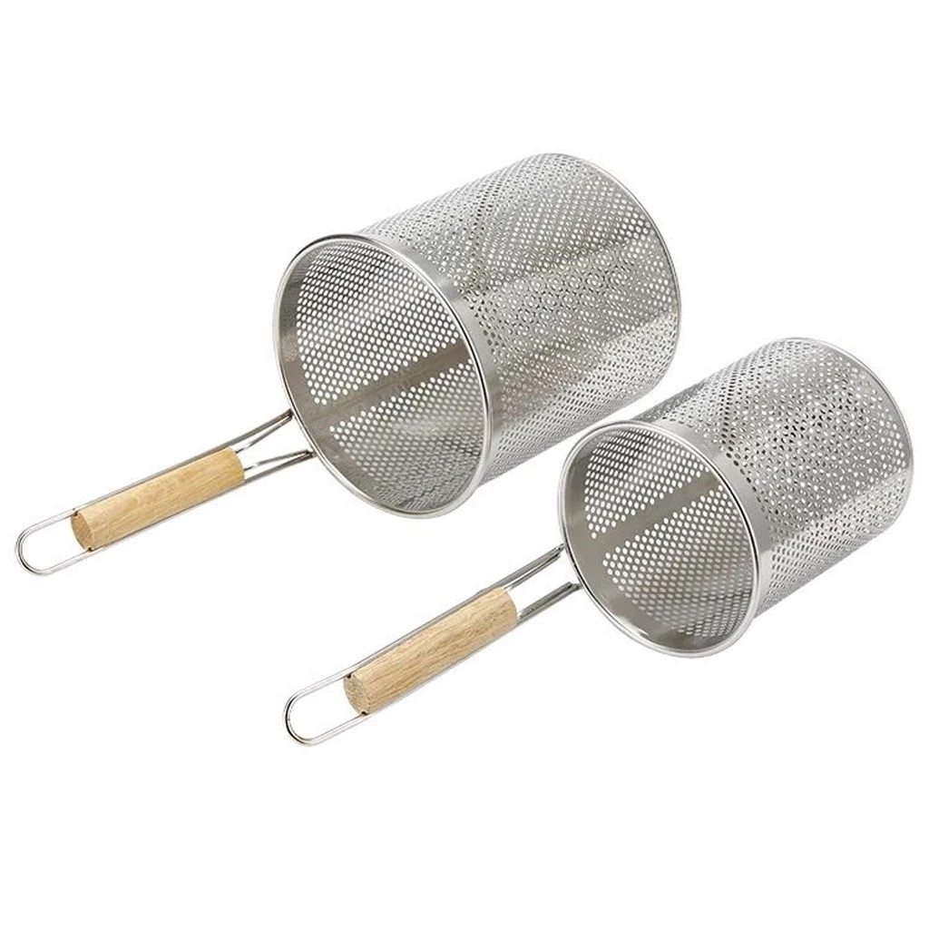 Kitchen Rice Noodle Colander Hot Pot Spoon Mesh Skimmer Hot Pot Deep Basket for Frying Food, Spaghetti, Cooking Fat Oil Grease