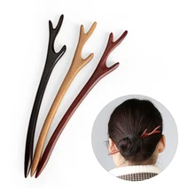 1 шт. Ретро Китайский ручной резной рога 18 см палка для волос с Природный Аромат Палка для волос ручной работы винтажные инструменты китайский Боб подарок