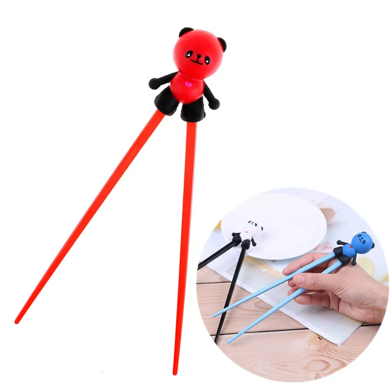 

1 Pair Plastic Rubber Cartoon Panda Helper Chopstick Children Baby Learning Training Chopsticks Beginner Easy Use