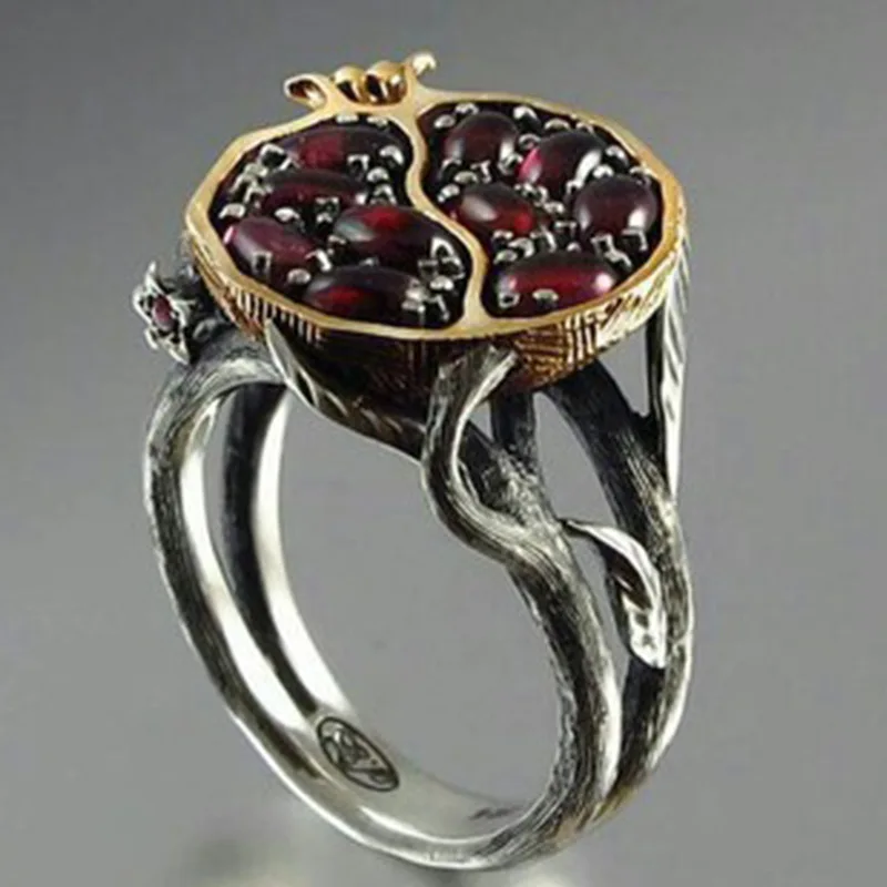 Винтажное круглое Золотое кольцо с натуральным красным гранатом, хрустальные стразы, камень, лист, ювелирное изделие из граната, кольца для женщин, подарки