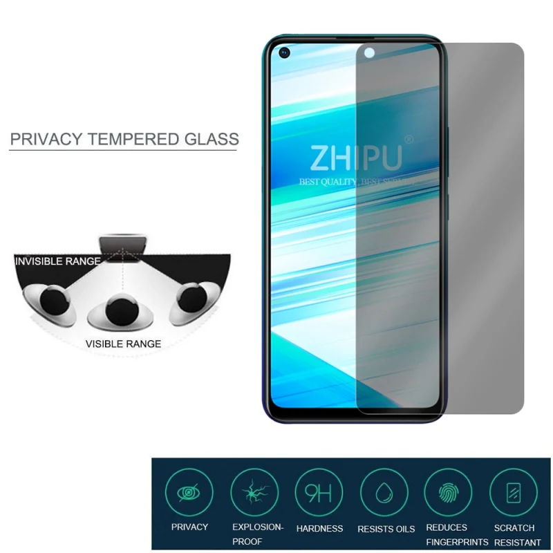 Закаленное стекло для vivo Z5x 2.5D Arc Edge с защитой от шпиона, защита для экрана vivo Z5x 6,53"