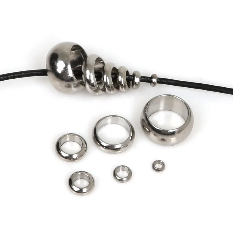 

HOT 60-300pcs/lot Stainless Steel Spacer Beads DIY Jewelry Oblate Beads Fit Bracelet Necklace Jewelry Making Hole Size 1.5-7mm