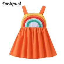 Новое Детское платье принцессы без рукавов для девочек Элегантное летнее милое Радужное платье для девочек 2, 3, 4, 5, 6, 7 лет детская одежда