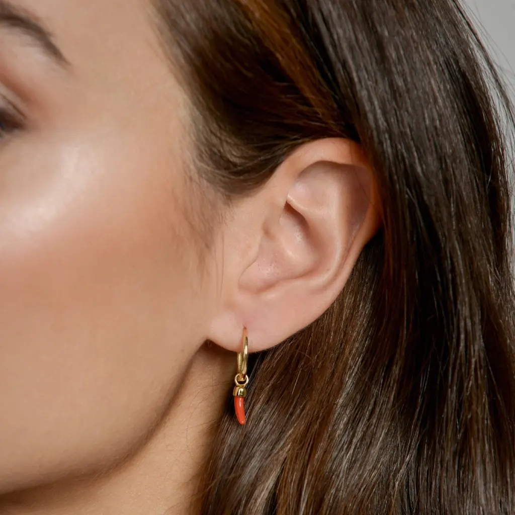 

2019 Summer new Gold color red enamel Red Pepper little Chili charm hoop Earrings for Women lovely wedding gifts fashion jewelry
