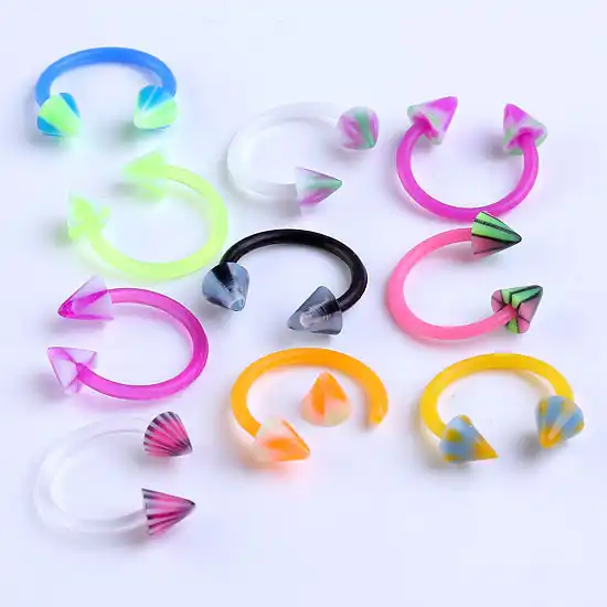 Ayliss 10pc Pack Mix Color Punk Uv Taper Spike Rivet 16g Circular Barbell Nose Ring Piercing Body Piercings Jewelry Septum Rings Nose Ring Piercing Nose Ringseptum Ring Aliexpress