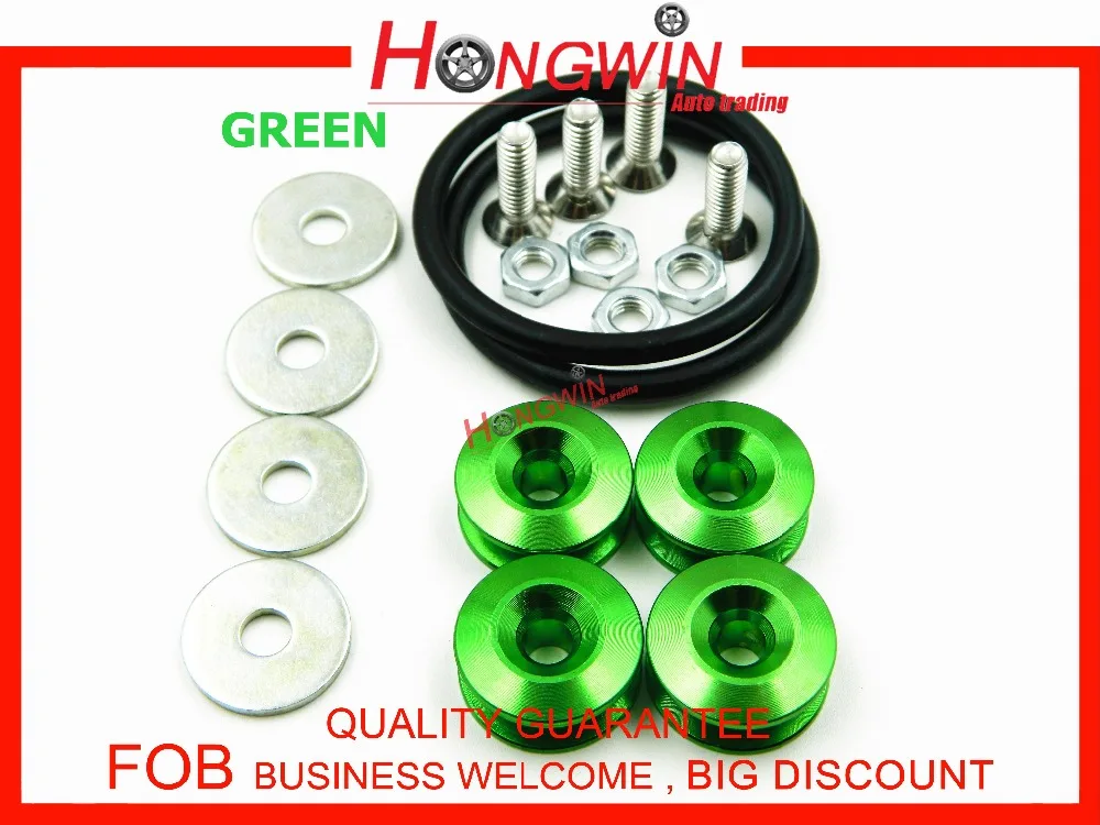 4Pcs Green Quick Release Fasteners Bolt Kit Lid M6 Car Accessories JDM