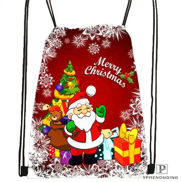 Drawstring Backpack Обычай Счастливого Рождества@ 09 походная сумка на шнурке милый рюкзак для детей(черная спина) 31x40 см#180531-03-25 - Цвет: Drawstring Backpack