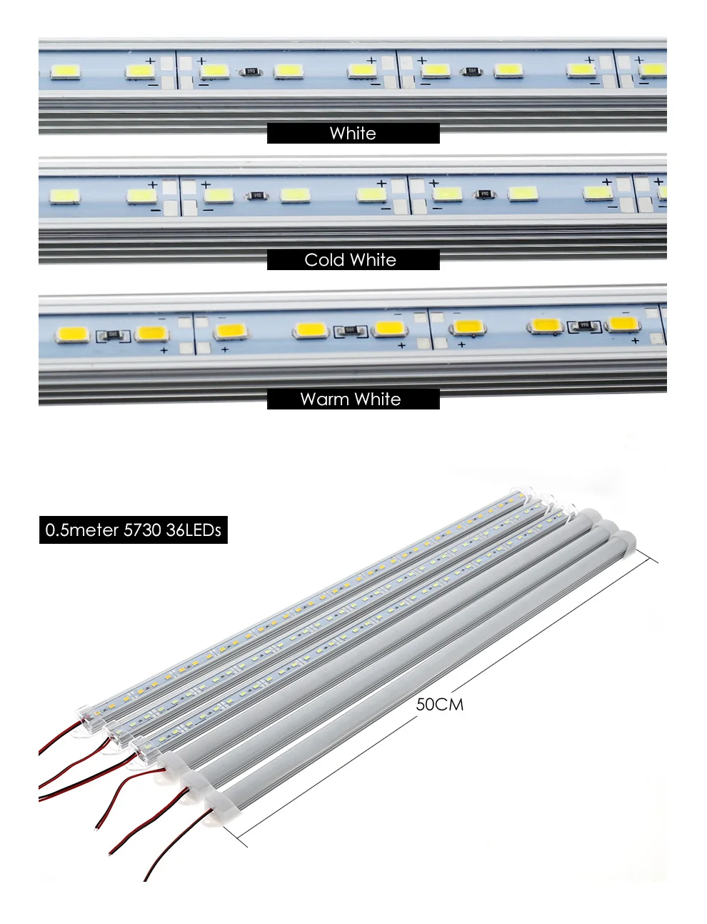 5 шт./лот светодиодный свет бар 50 см DC12V 5730 светодиодный трубки жесткие светодиодные ленты с U алюминиевый корпус + PC чехол для освещение