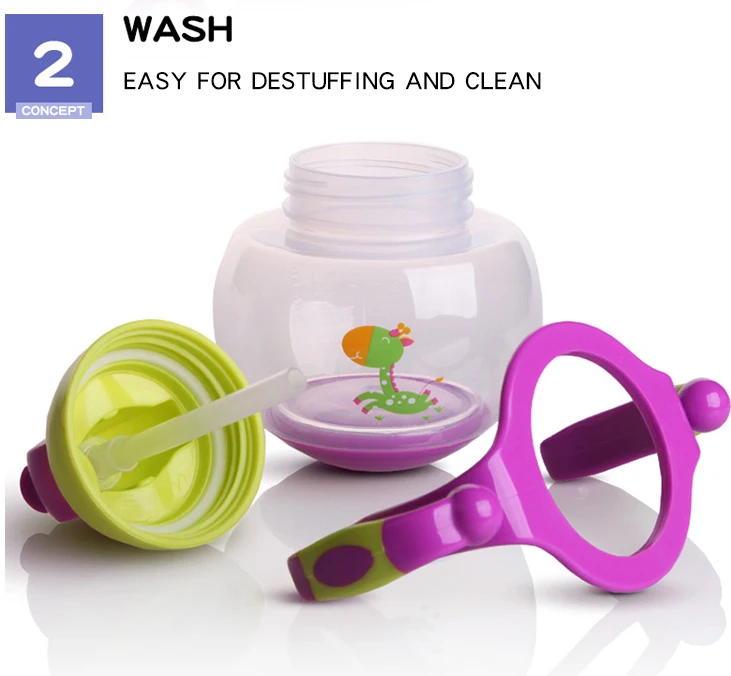 1 pcs of rolling cup trainging water bottle for infant baby purple and blue color (4)