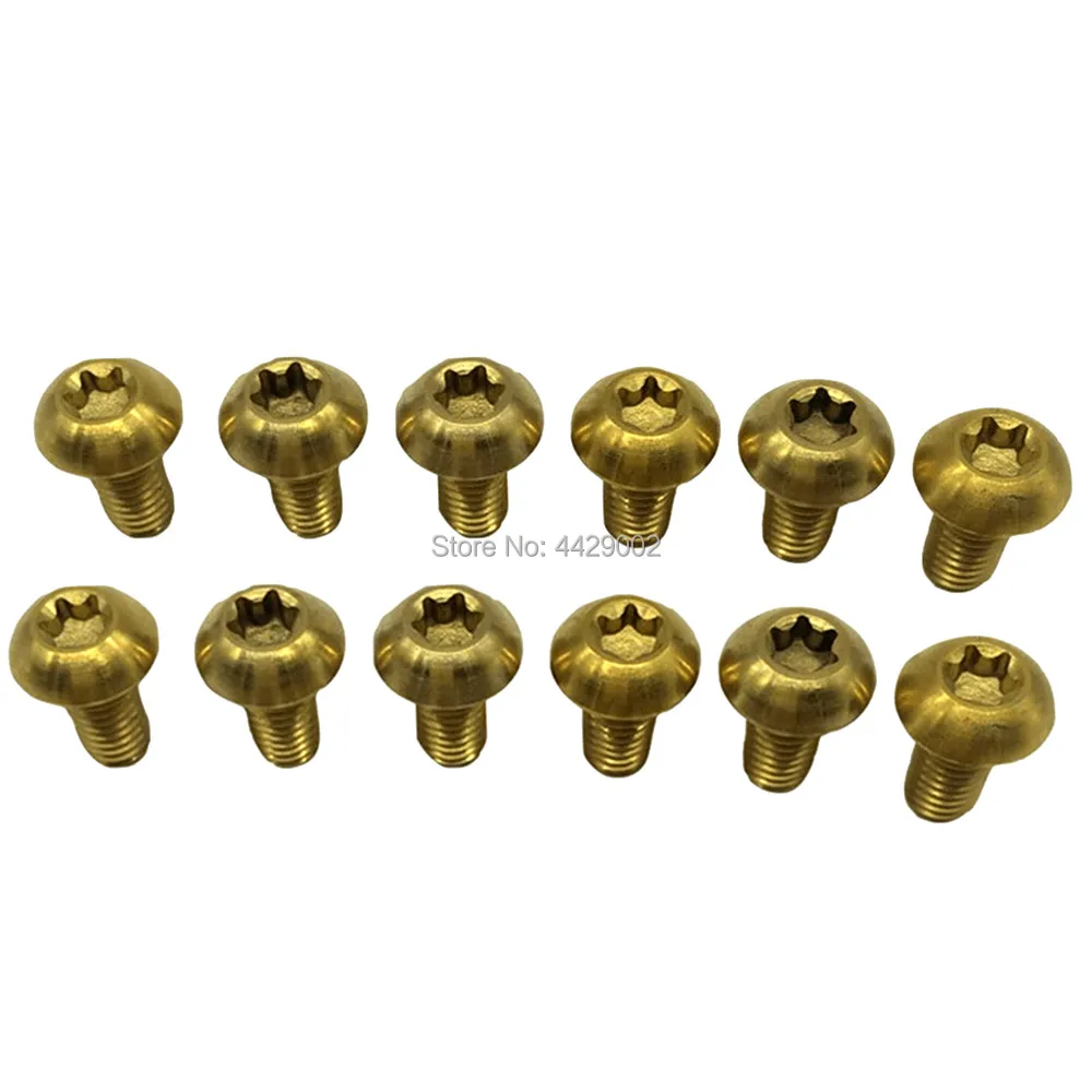 

12pcs Disc Brake Rotor Screw Bolts M5 X10mm T25 Torx Head Bike Disc Brake Rotor Ti Screw Bolts for Cycling Bike Bicycle Fixing