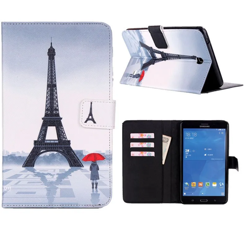 Smart Case For Samsung Galaxy Tab 4 7.0 T230 T231 T235 Cover Cartoon Tower PU Leather Silicone Stand Wallet Flip Tablet Cases  (35)