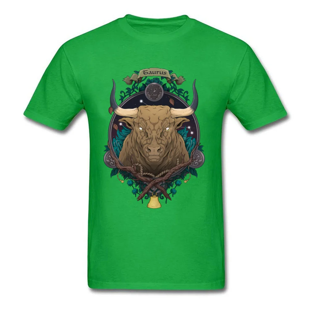Constellation Taurus Pure Cotton Design Tops Shirt Funky Short Sleeve Men's T-Shirt 3D Printed ostern Day Tee Shirt O-Neck Constellation Taurus green
