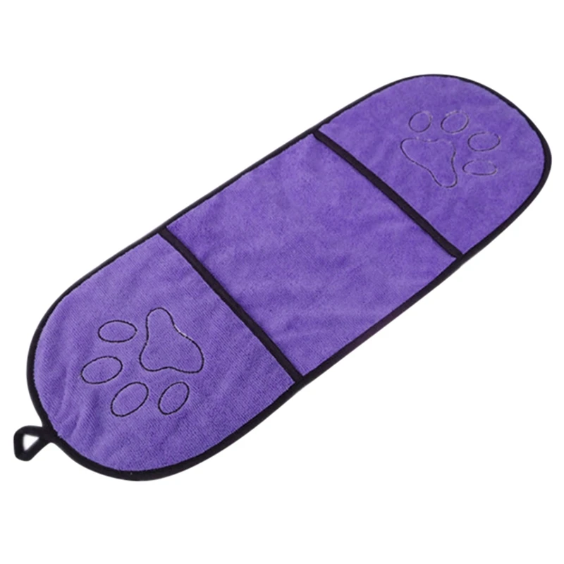 Ванная для собак Полотенце ультра-абсорбирующее микроволокно суперабсорбирующее сушилка для собаки полотенце одеяло с карманом для маленьких средних больших собак - Цвет: Фиолетовый