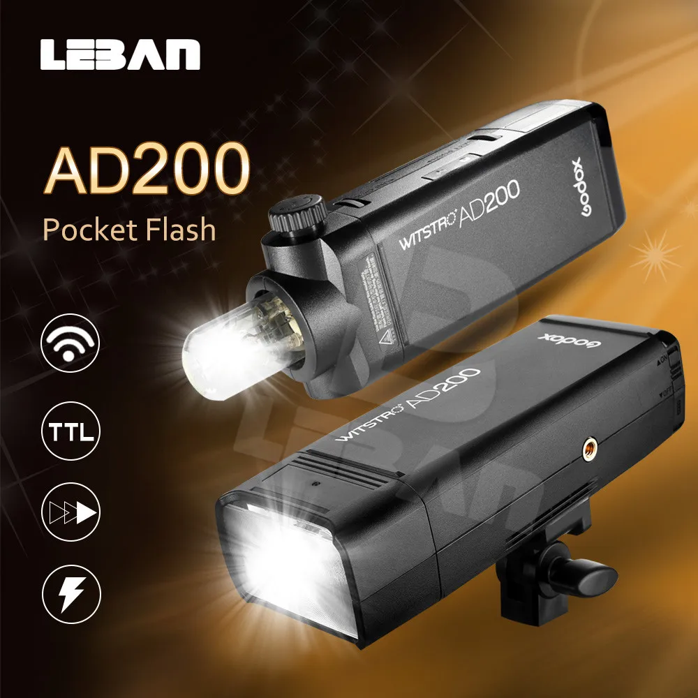 GODOX AD200 TTL 2.4G HSS 1/8000s Pocket Flash Light Double Head 200Ws with 2900mAh Lithium Battery Strobe Flash with GODOX X1T-C Flash Trigger for Canon Camera Flash Lightning Kit 