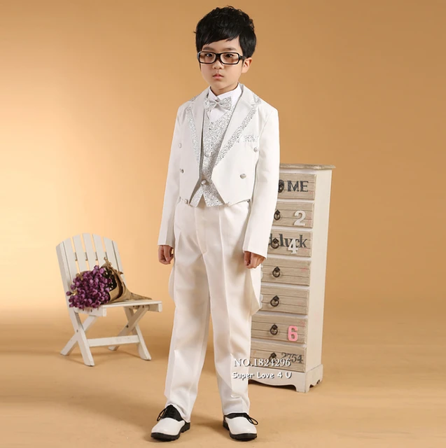 キッズ/子供ホワイト金メッキフォーマルドレス男の子ブレザースーツ結婚式/結婚/タキシード