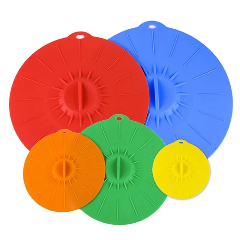 

Set of 5 Silicone bowl cover food saver Pot Lid Cover For Pan Flower Shape Spill Stopper Cooking Tool lid Microwave Food Covers