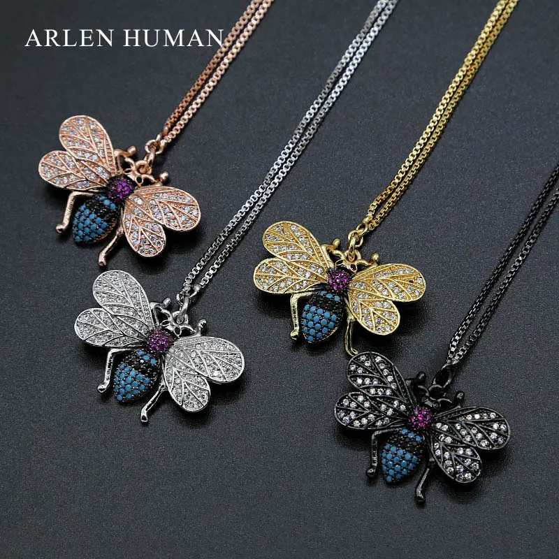 

Trendy Men Insect Pendant Necklace Fashion Women Chain Jewelry Necklaces & Pendants Women Zircon Suspension Necklace Gift