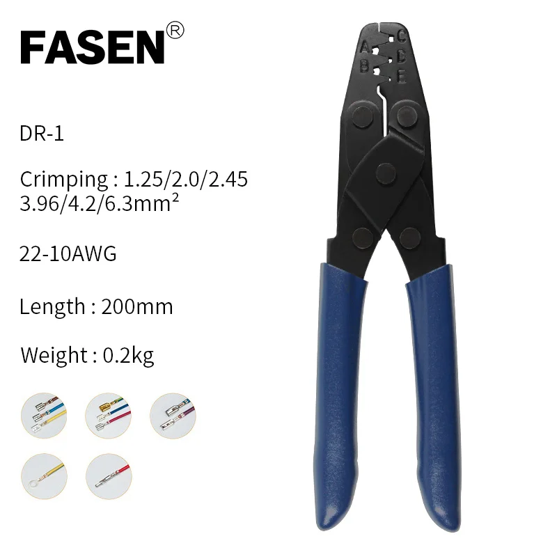 

DR-1/1.25/2.0/2.45/3.96/4.2/6.3mm American terminal crimping tool manual cold-pressing insulation terminal crimping pliers