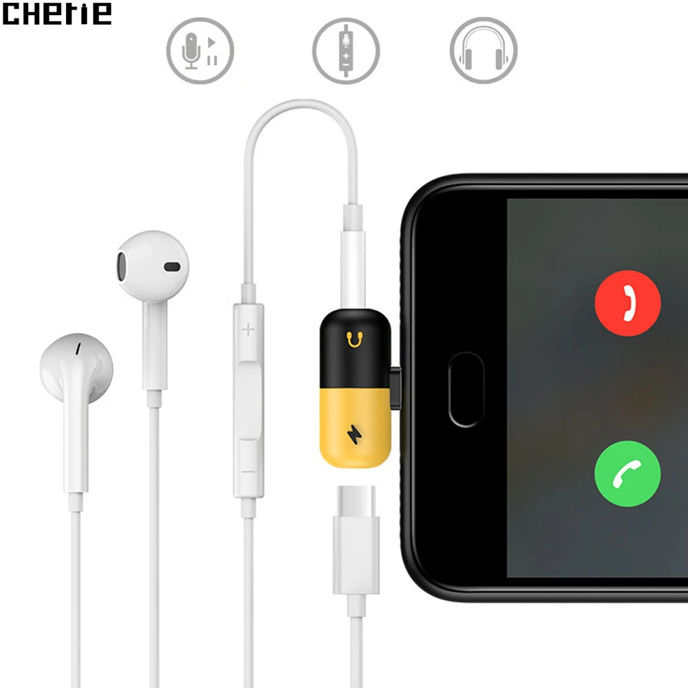 Чери USB C до 3 5 мм мини разъем адаптер Aux аудио Зарядка для Samsung Huawei Xiaomi 2 в 1 Тип
